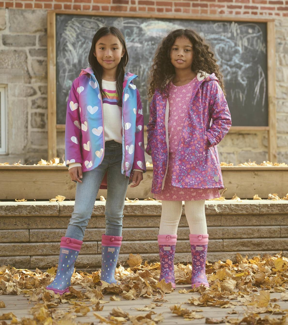 Hatley Rainwear | Girls Girls Fun Hearts Zip-Up Lightweight Rain Jacket