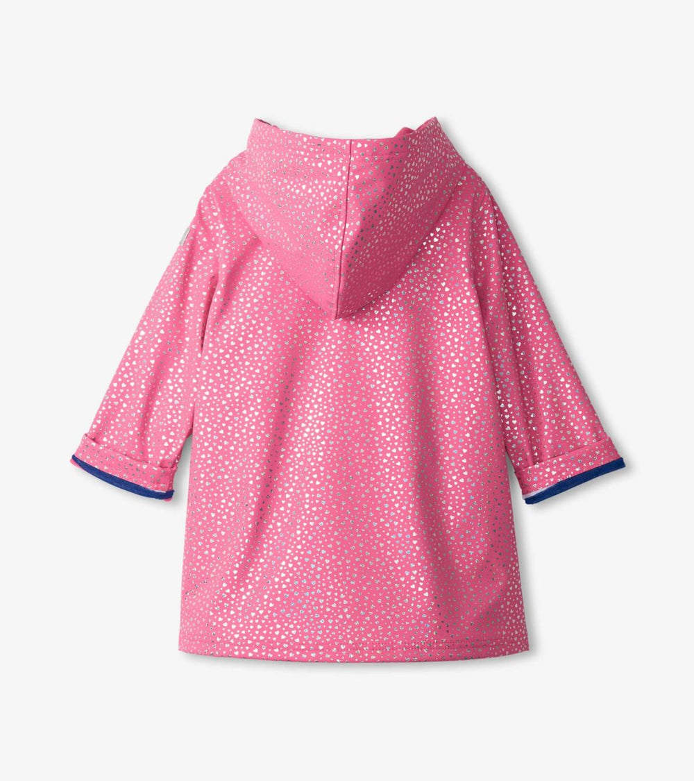 Hatley Rainwear | Girls Girls Glitter Hearts Button-Up Rain Jacket
