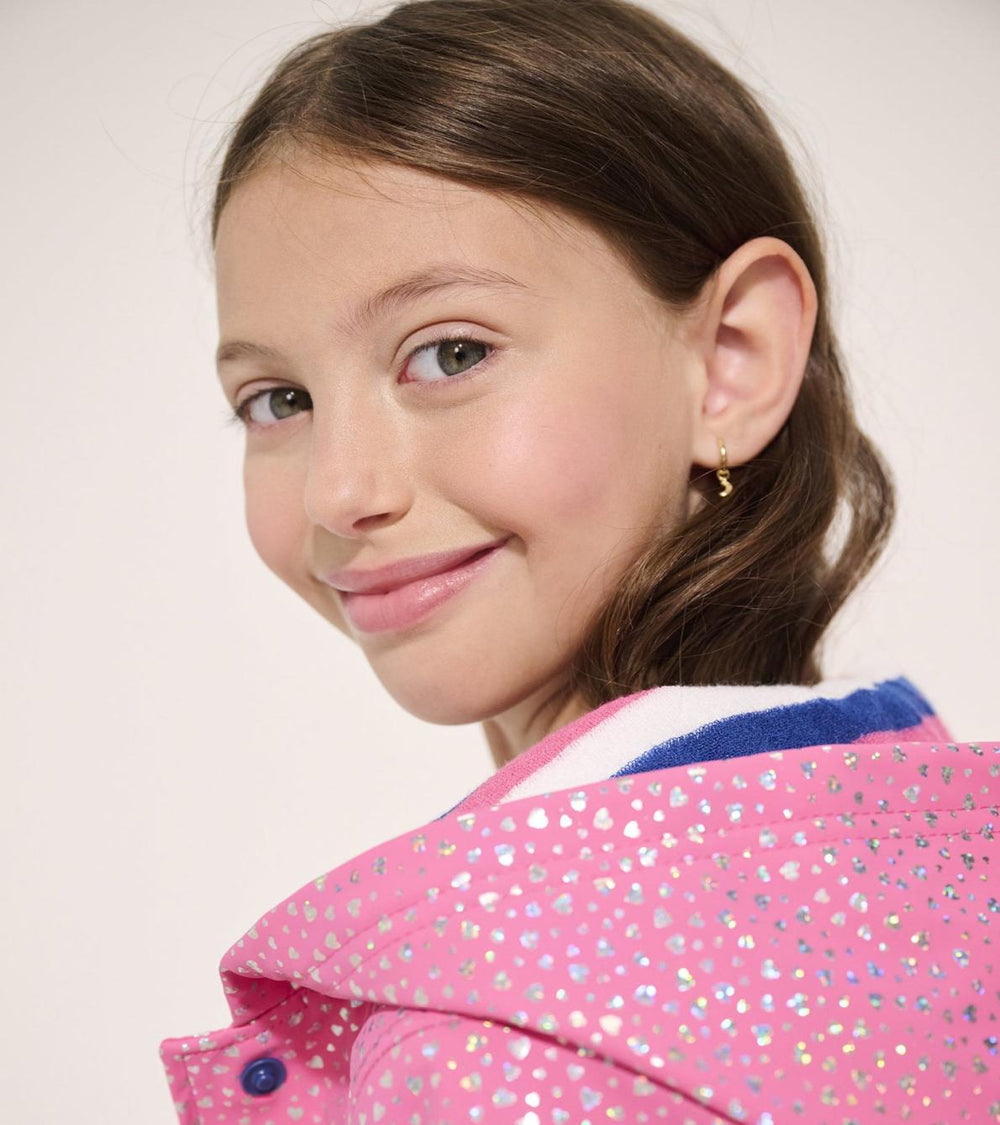 Hatley Rainwear | Girls Girls Glitter Hearts Button-Up Rain Jacket