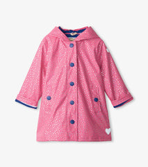 Hatley Rainwear | Girls Girls Glitter Hearts Button-Up Rain Jacket