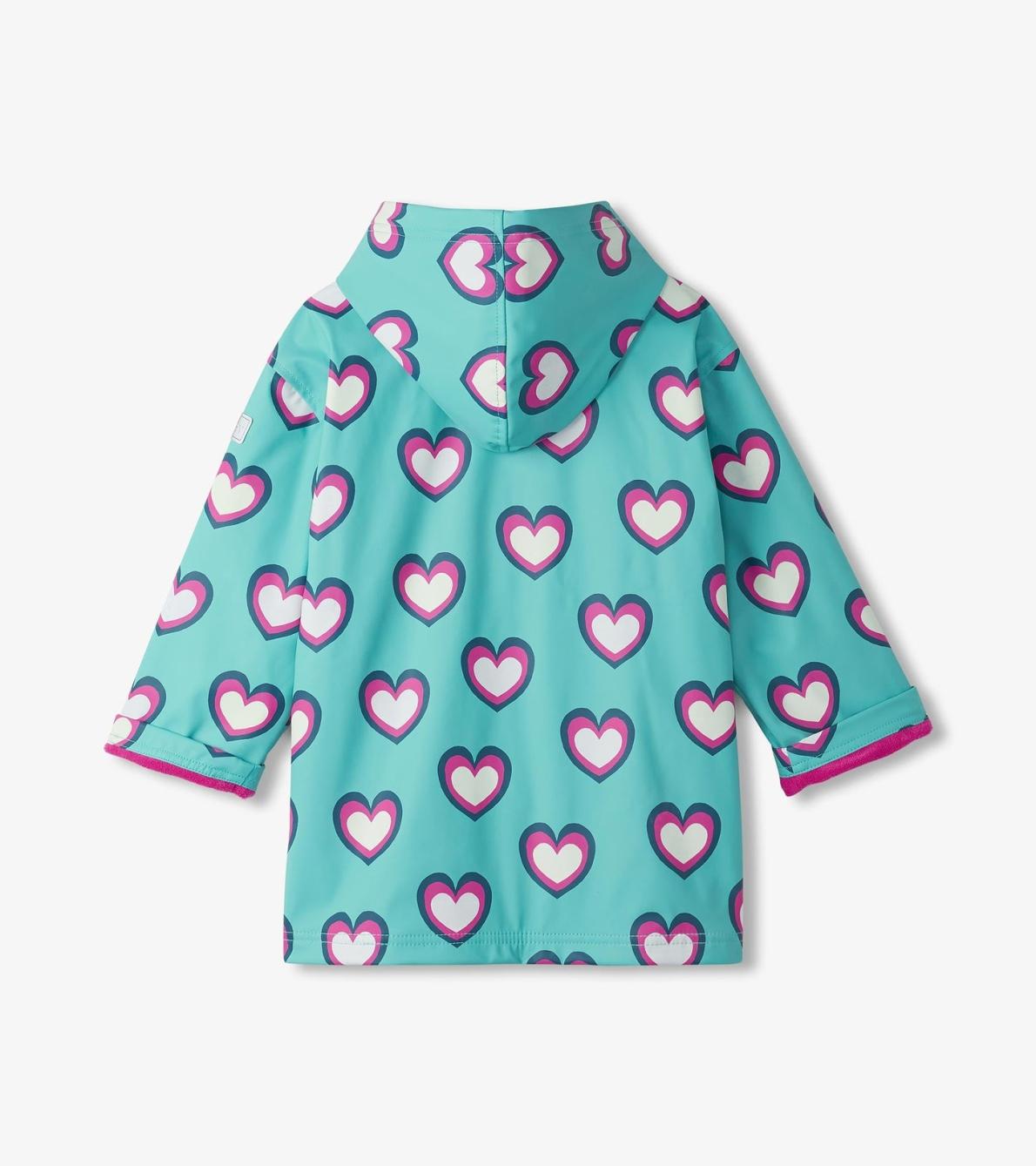 Hatley Rainwear | Girls Girls Hearts Colour Changing Zip-Up Rain Jacket