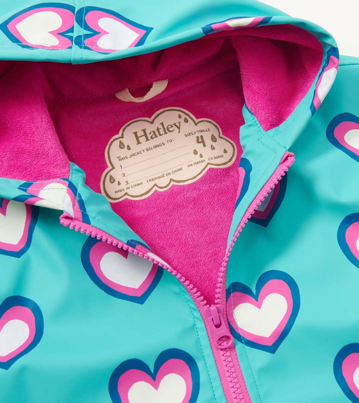 Hatley Rainwear | Girls Girls Hearts Colour Changing Zip-Up Rain Jacket