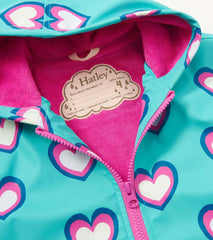 Hatley Rainwear | Girls Girls Hearts Colour Changing Zip-Up Rain Jacket
