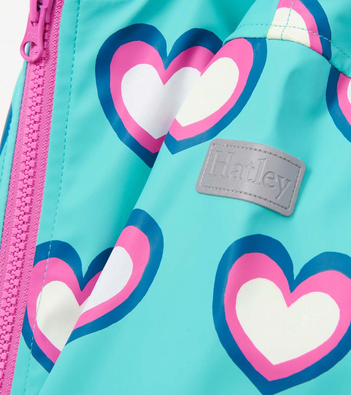 Hatley Rainwear | Girls Girls Hearts Colour Changing Zip-Up Rain Jacket
