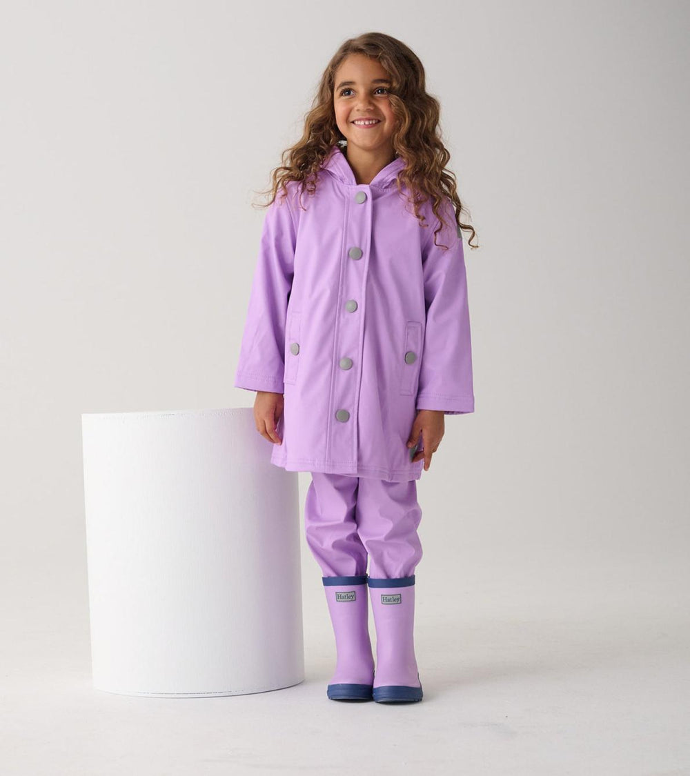 Hatley Rainwear | Girls Girls Lilac Button-Up Rain Jacket