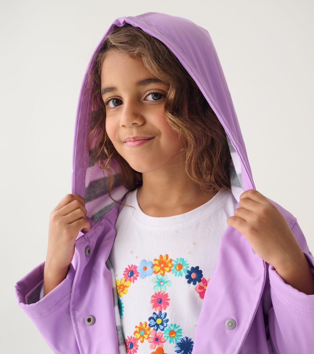 Hatley Rainwear | Girls Girls Lilac Button-Up Rain Jacket