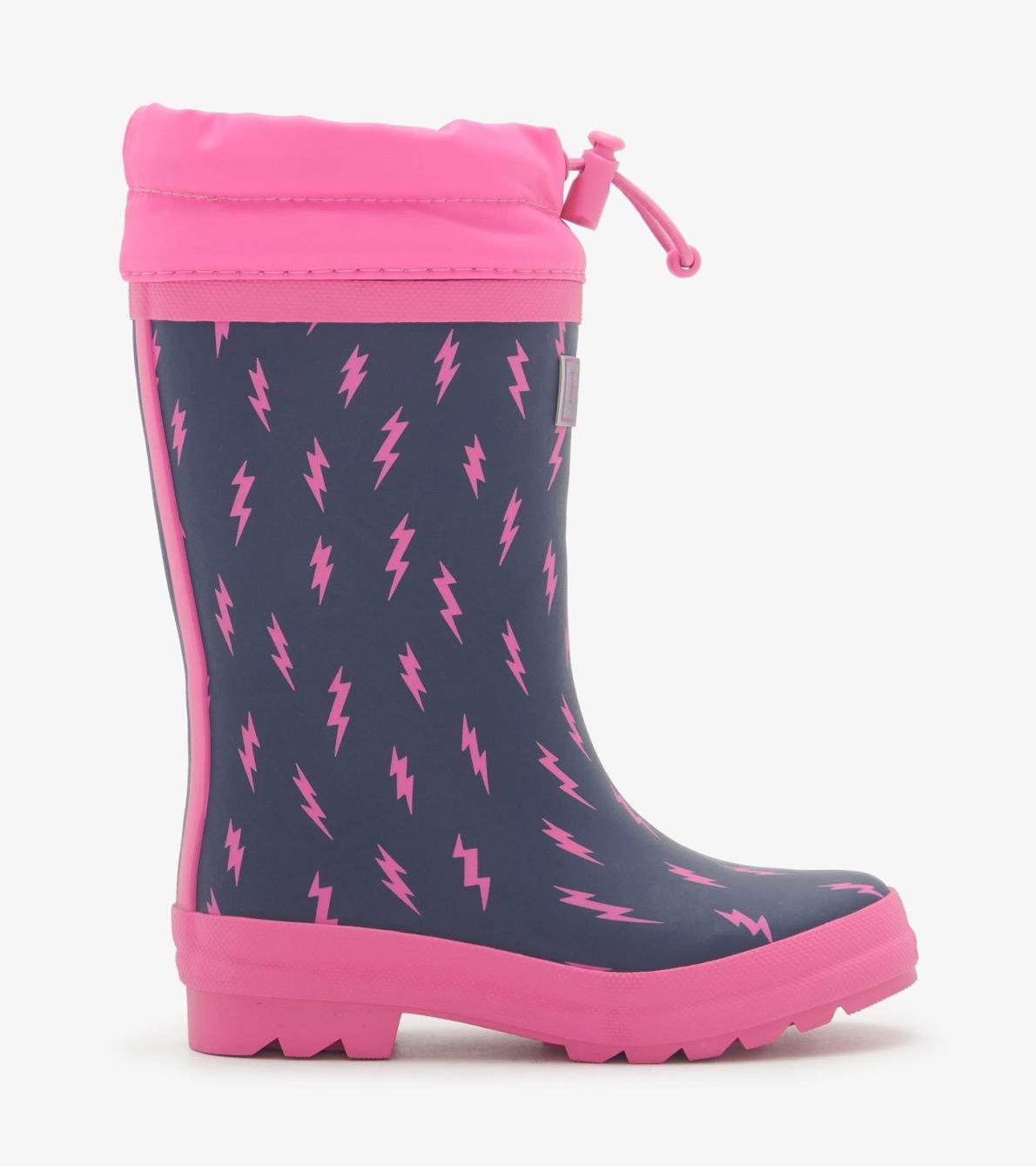 Hatley Rainwear | Girls Girls Mini Lightning Bolts Sherpa Lined Rain Boots