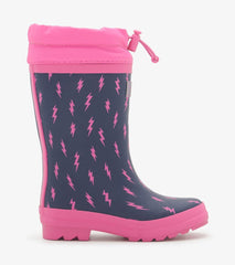 Hatley Rainwear | Girls Girls Mini Lightning Bolts Sherpa Lined Rain Boots