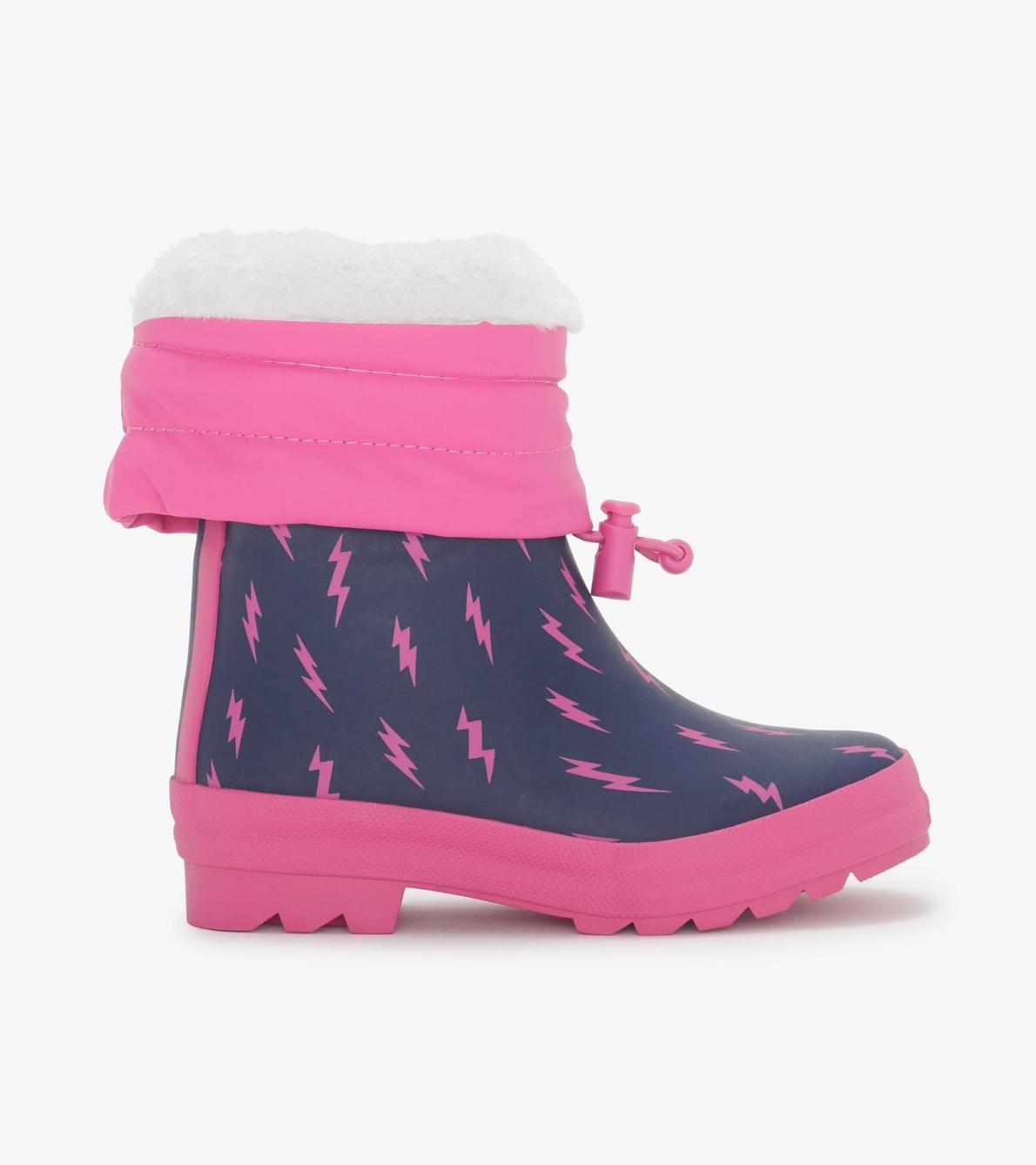 Hatley Rainwear | Girls Girls Mini Lightning Bolts Sherpa Lined Rain Boots