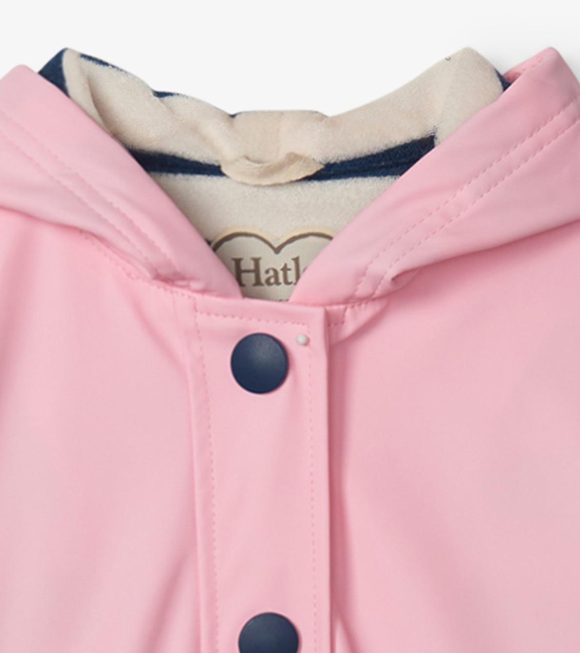 Hatley Rainwear | Girls Girls Pink &amp; Navy Button-Up Rain Jacket
