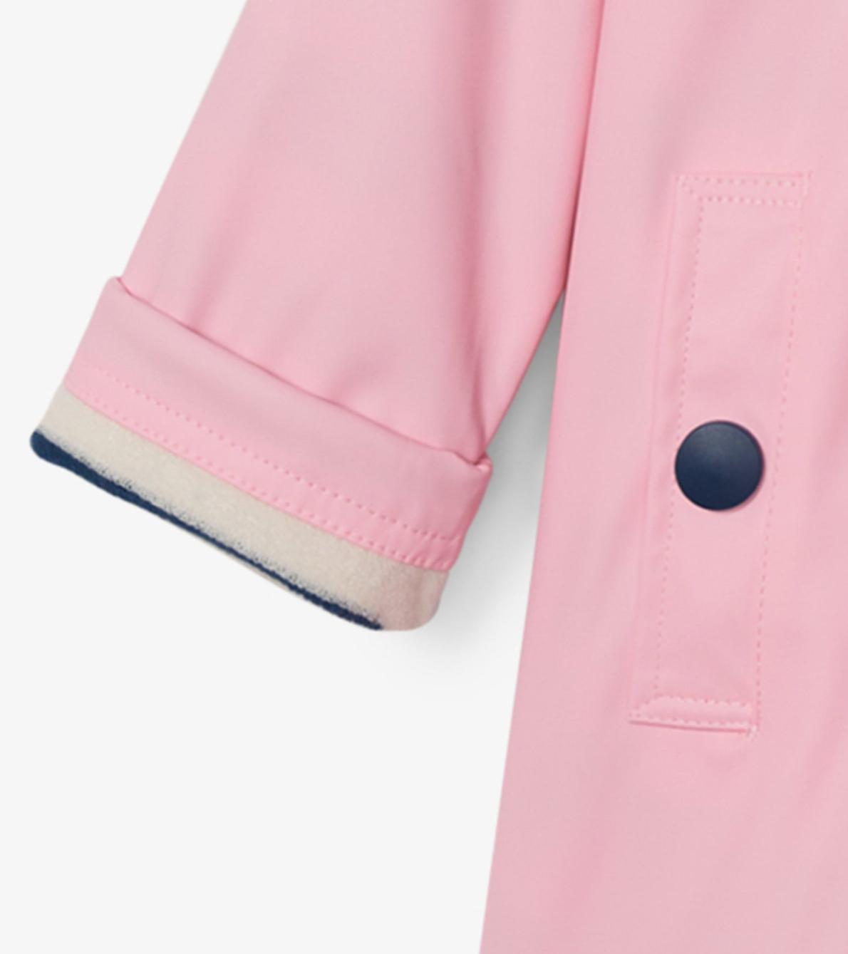 Hatley Rainwear | Girls Girls Pink &amp; Navy Button-Up Rain Jacket