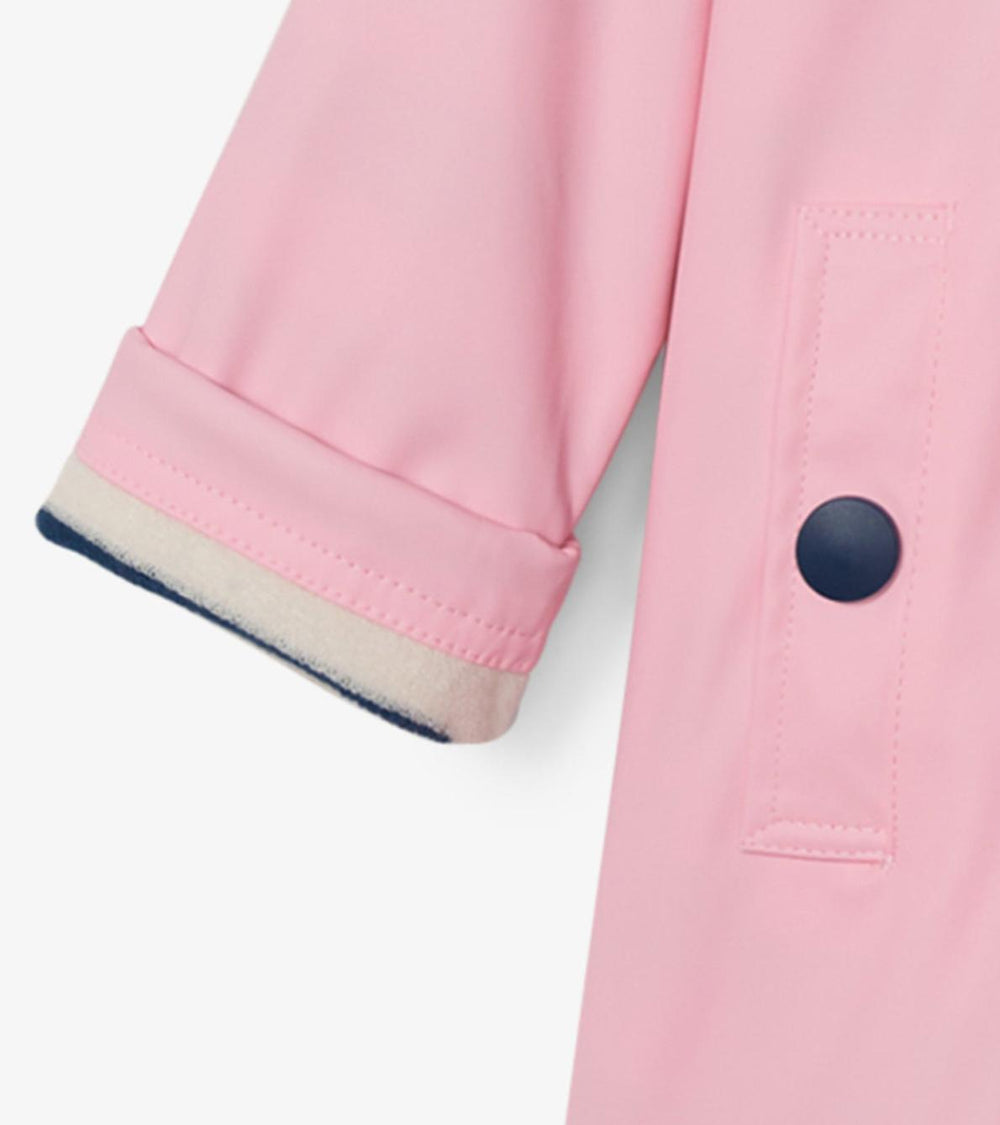 Hatley Rainwear | Girls Girls Pink &amp; Navy Button-Up Rain Jacket