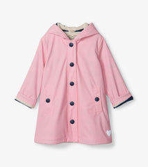 Hatley Rainwear | Girls Girls Pink &amp; Navy Button-Up Rain Jacket