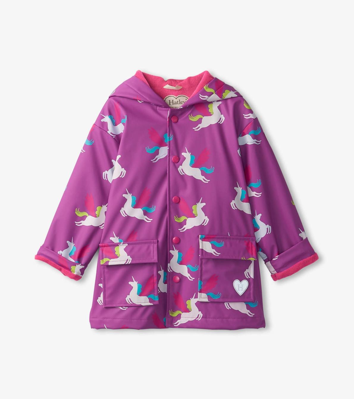 Hatley Rainwear | Girls Girls Pretty Unicorn Colour Changing Button-Up Rain Jacket