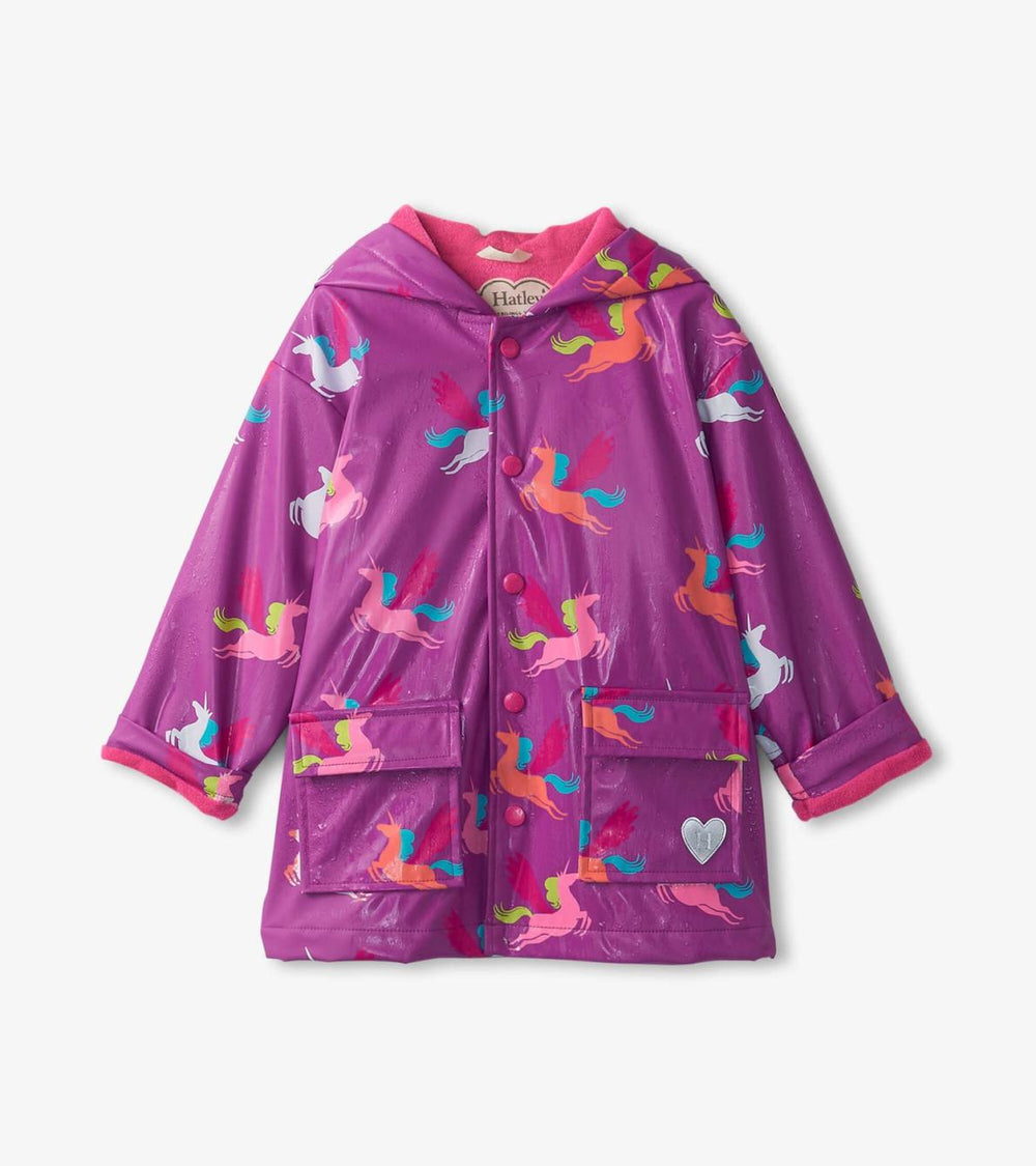 Hatley Rainwear | Girls Girls Pretty Unicorn Colour Changing Button-Up Rain Jacket