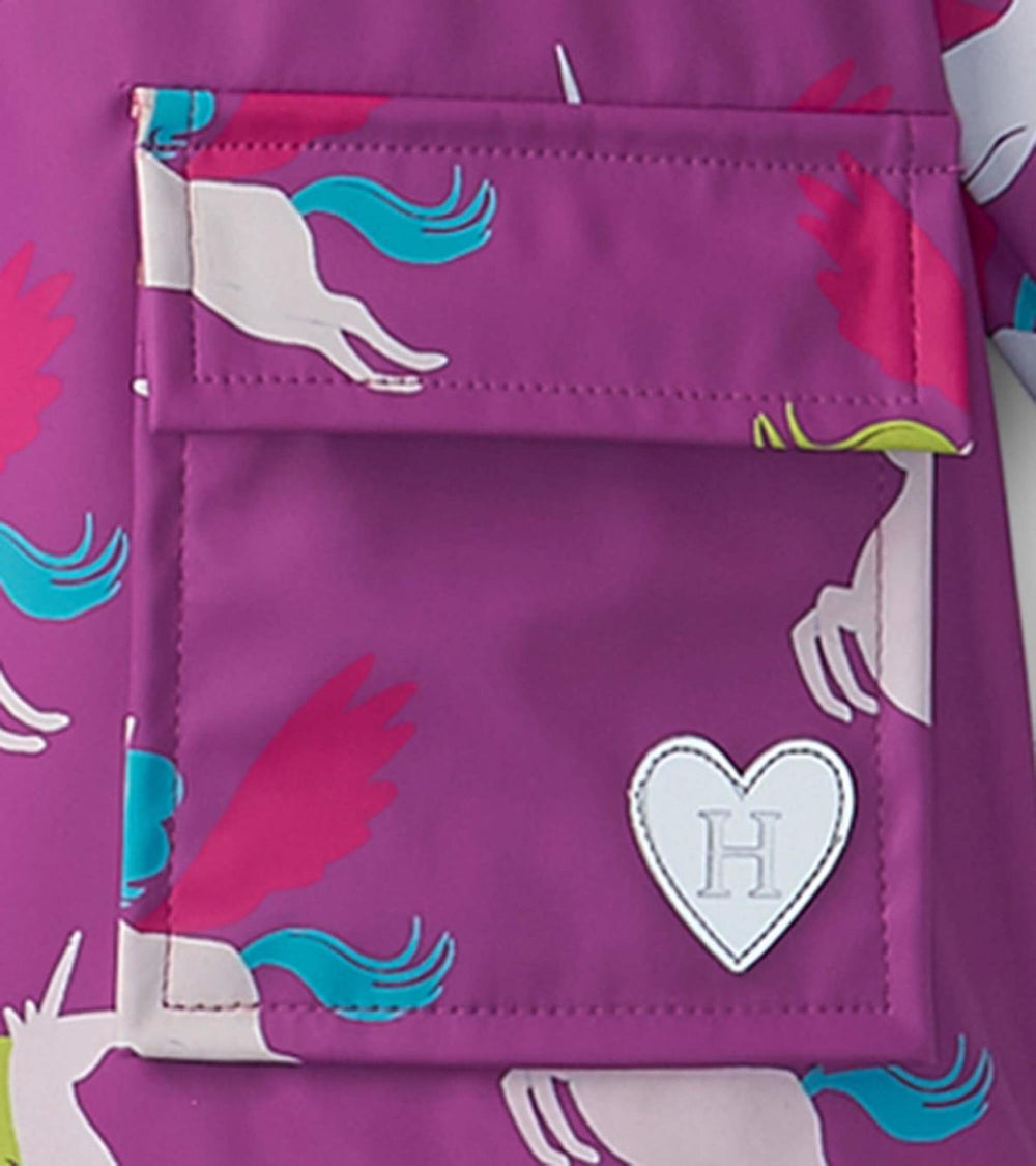 Hatley Rainwear | Girls Girls Pretty Unicorn Colour Changing Button-Up Rain Jacket