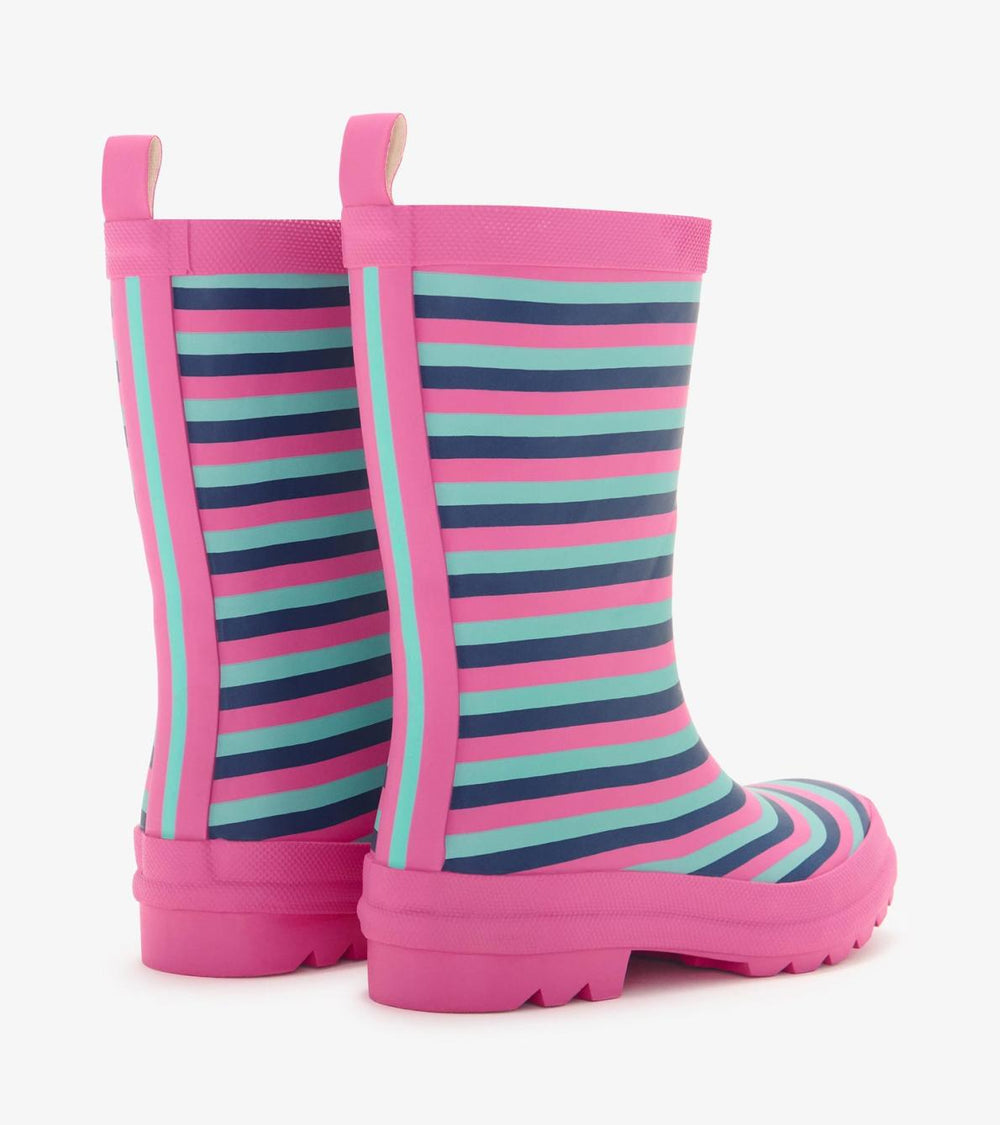 Hatley Rainwear | Girls Girls Rose Violet Stripes Matte Rain Boots