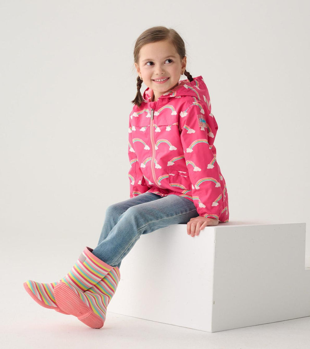 Hatley Rainwear | Girls Girls Summer Rainbow Zip-Up Lightweight Rain Jacket