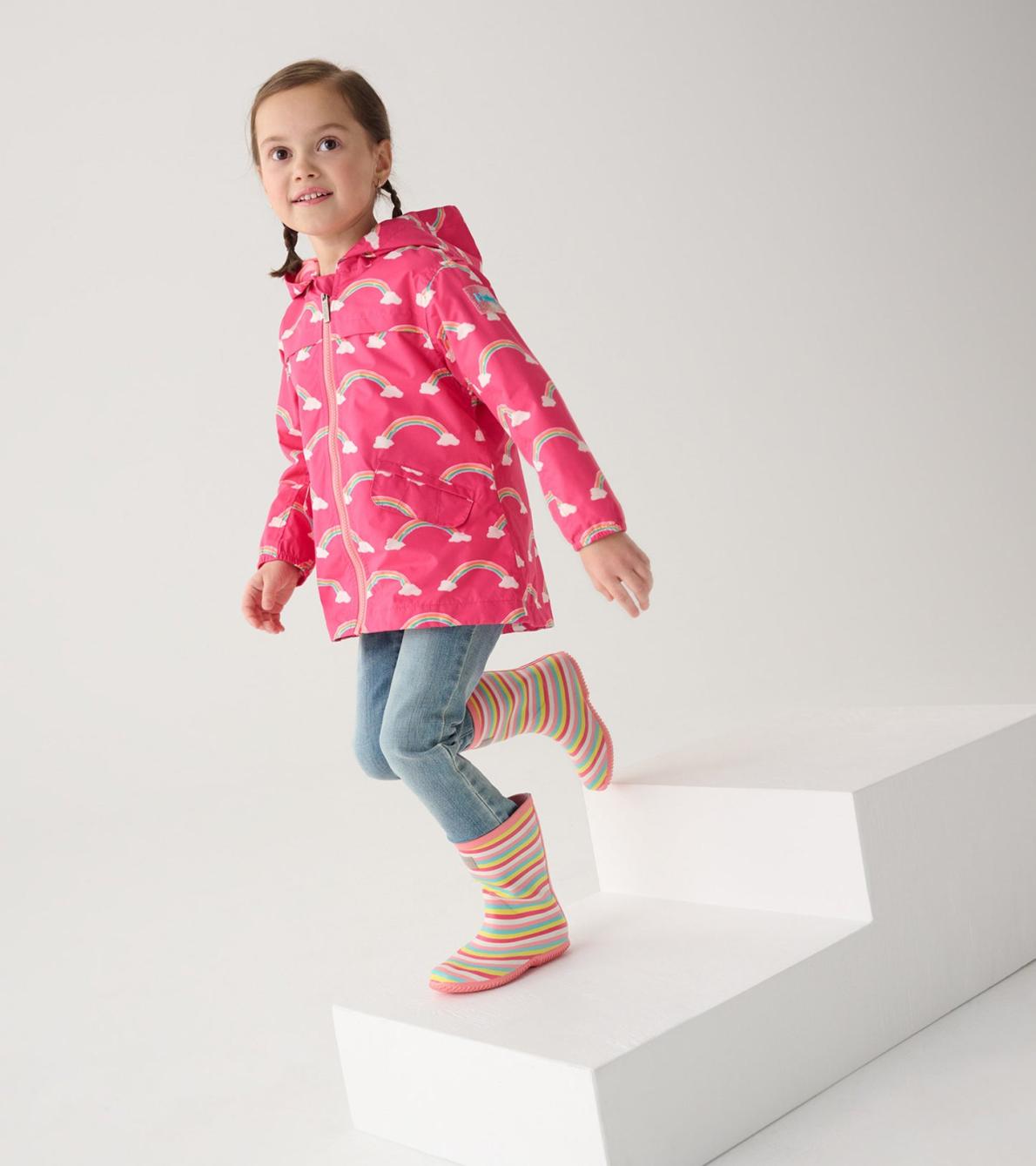 Hatley Rainwear | Girls Girls Summer Rainbow Zip-Up Lightweight Rain Jacket