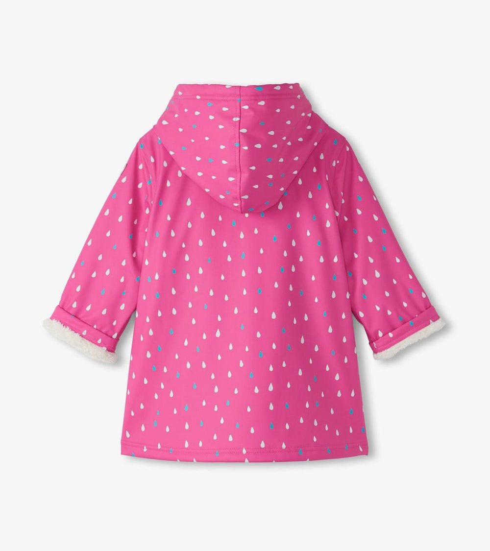 Hatley Rainwear | Girls Girls Tiny Dots Sherpa Lined Button-Up Rain Jacket