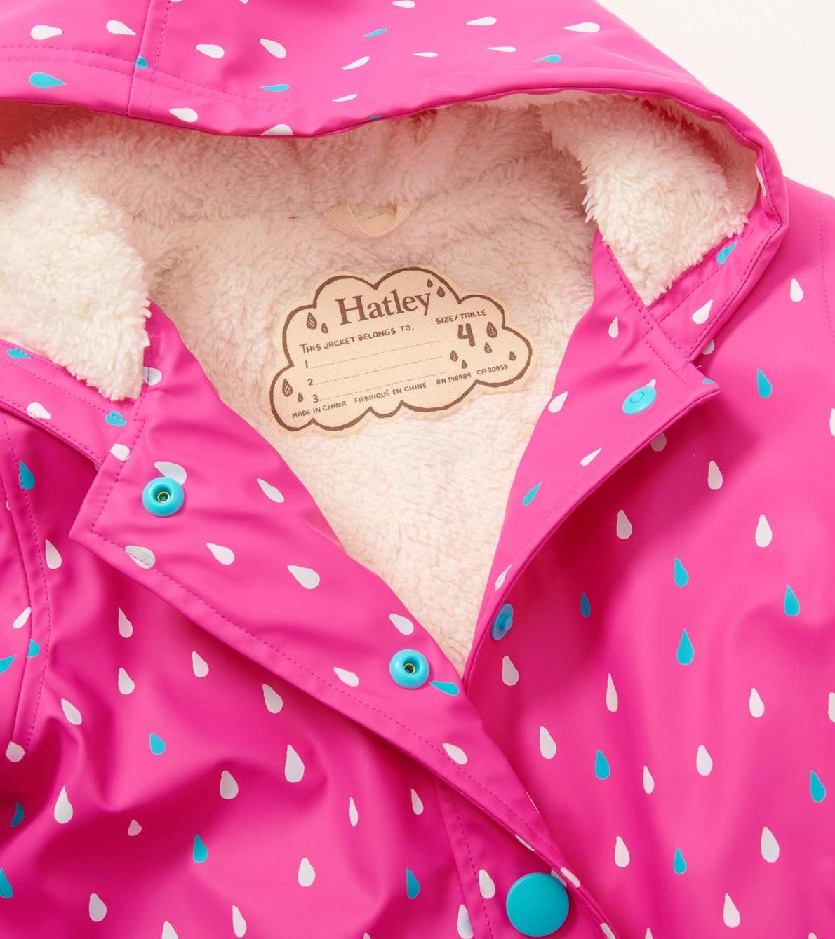 Hatley Rainwear | Girls Girls Tiny Dots Sherpa Lined Button-Up Rain Jacket