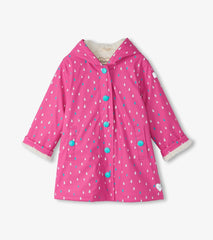 Hatley Rainwear | Girls Girls Tiny Dots Sherpa Lined Button-Up Rain Jacket