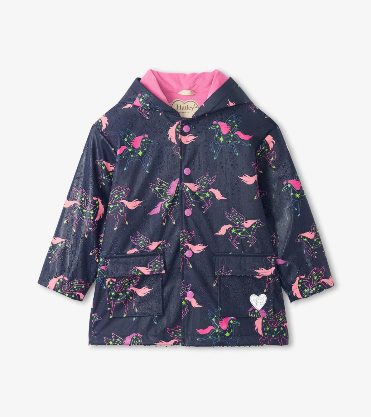 Hatley Rainwear | Girls Girls Unicorn Constellations Colour Changing Button-Up Rain Jacket
