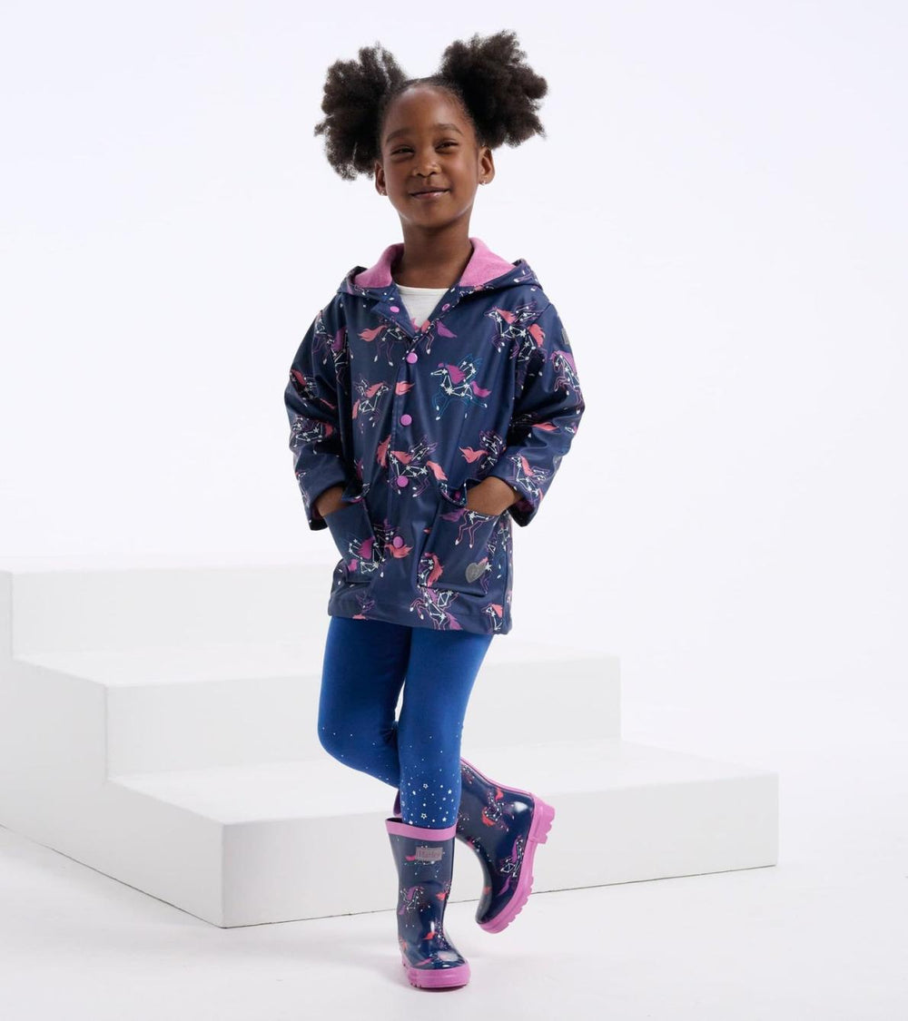 Hatley Rainwear | Girls Girls Unicorn Constellations Colour Changing Button-Up Rain Jacket