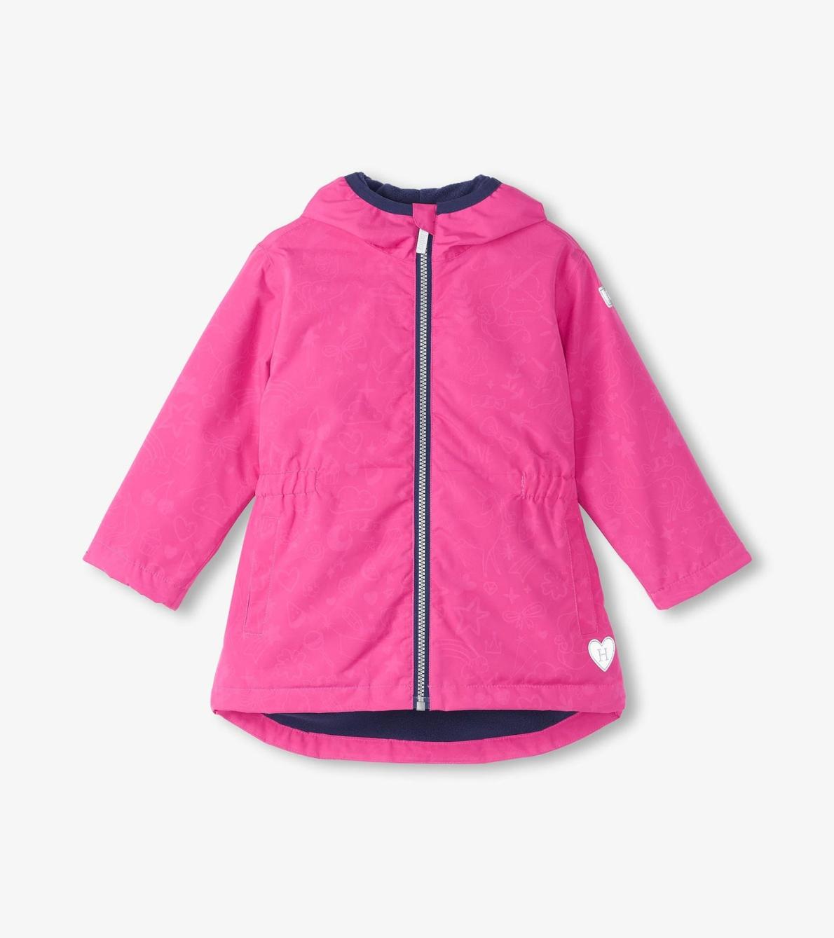 Hatley Rainwear | Girls Girls Unicorn Doodle Zip-Up Lightweight Rain Jacket