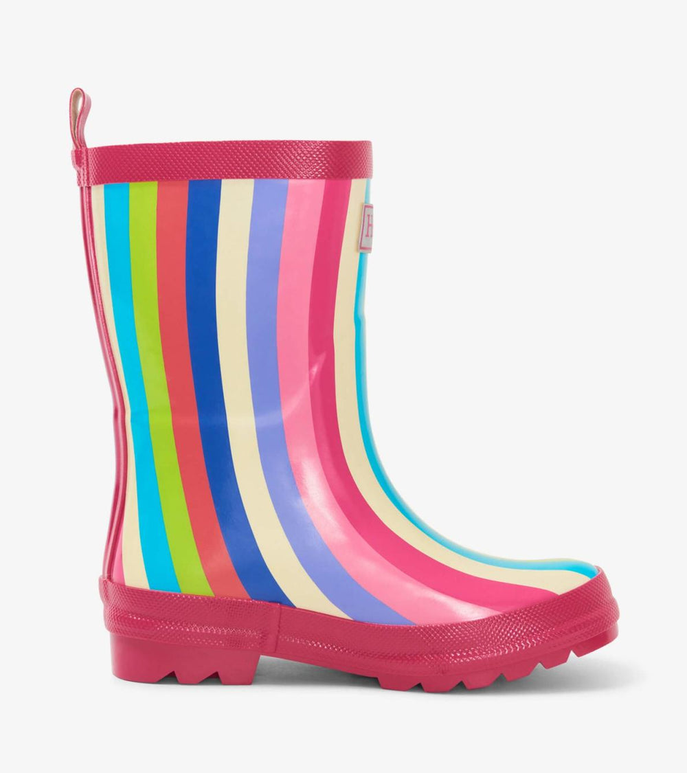 Hatley Rainwear | Girls Rainbow Stripes Shiny Rain Boots