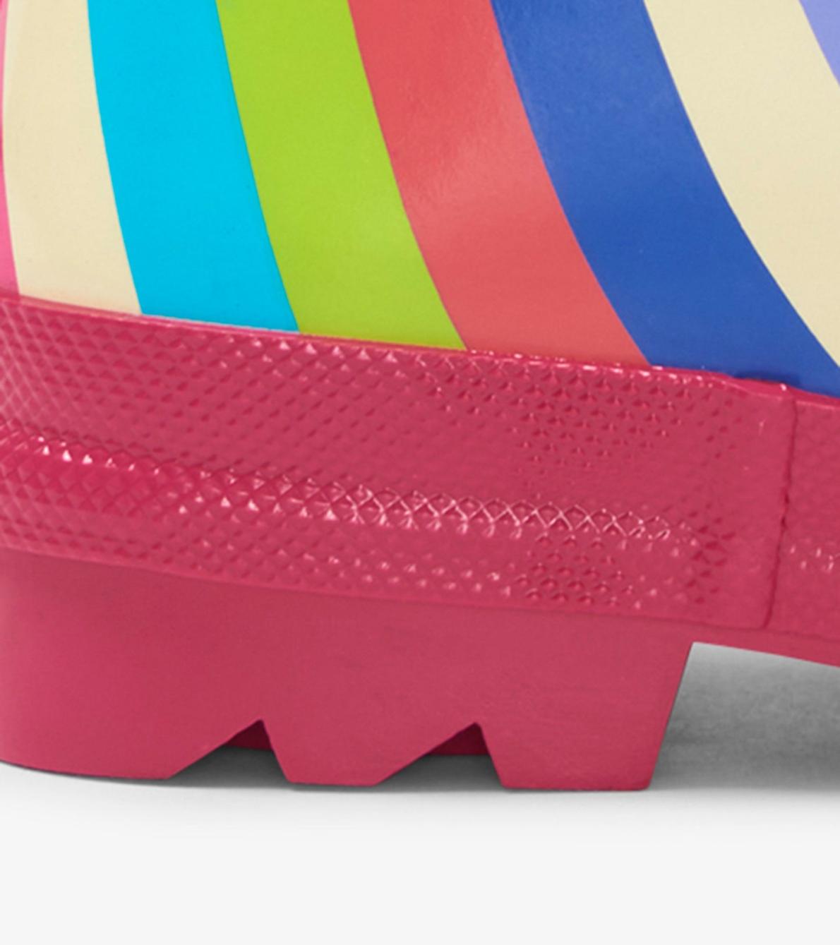 Hatley Rainwear | Girls Rainbow Stripes Shiny Rain Boots