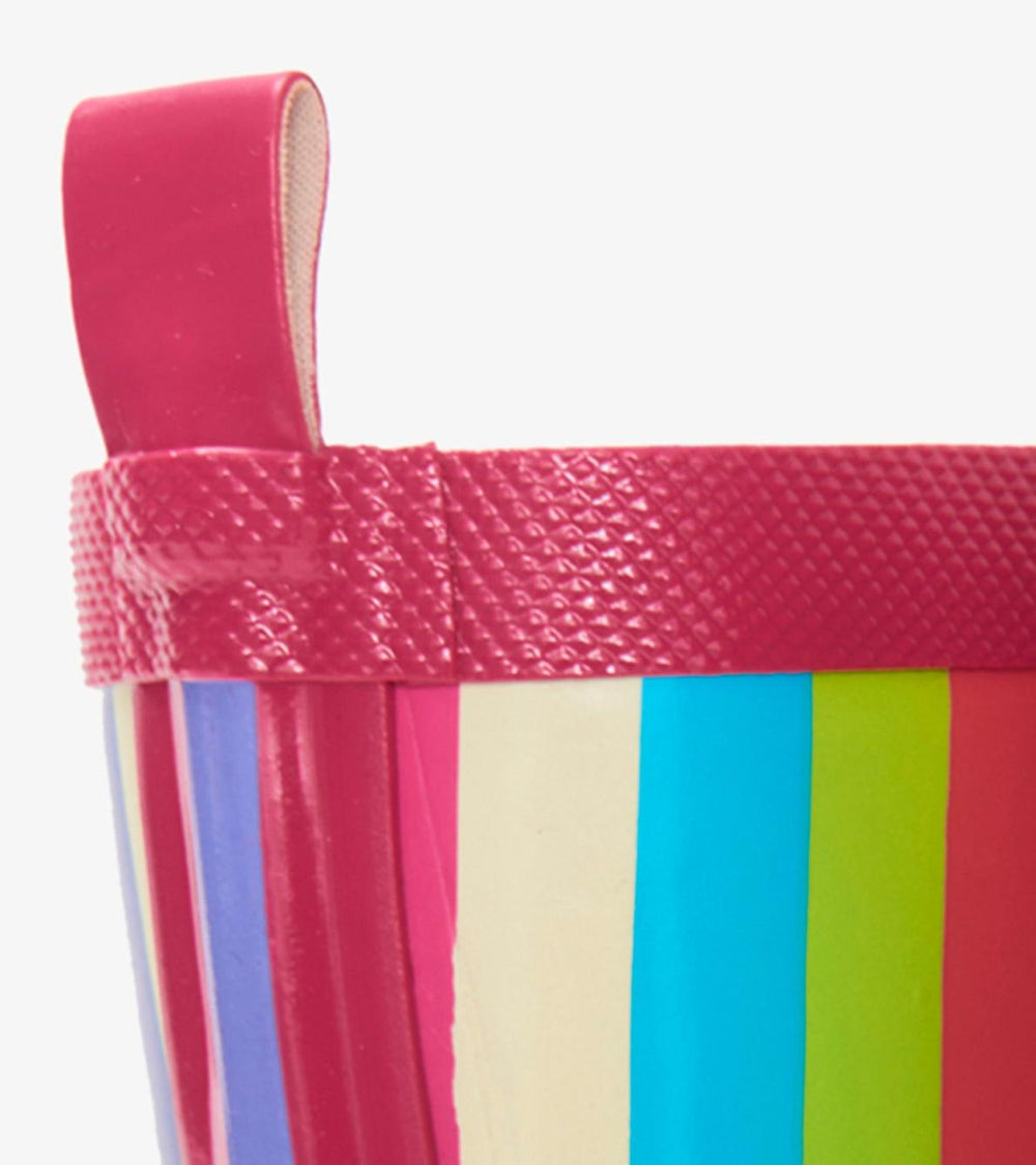 Hatley Rainwear | Girls Rainbow Stripes Shiny Rain Boots