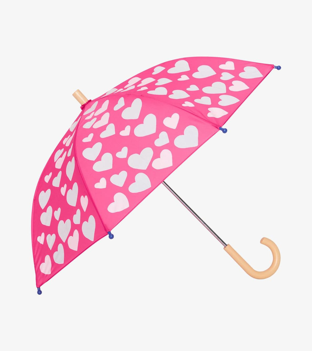 Hatley Rainwear | Girls White Hearts Colour Changing Umbrella