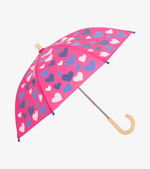 Hatley Rainwear | Girls White Hearts Colour Changing Umbrella