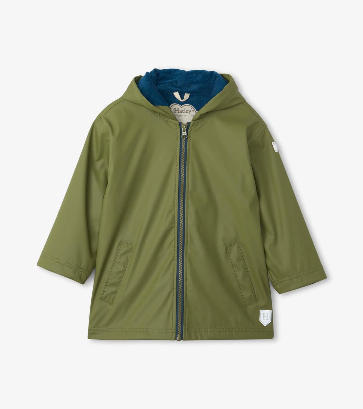 Hatley Rainwear | Girls/Boys Boys Forest Green Zip-Up Rain Jacket