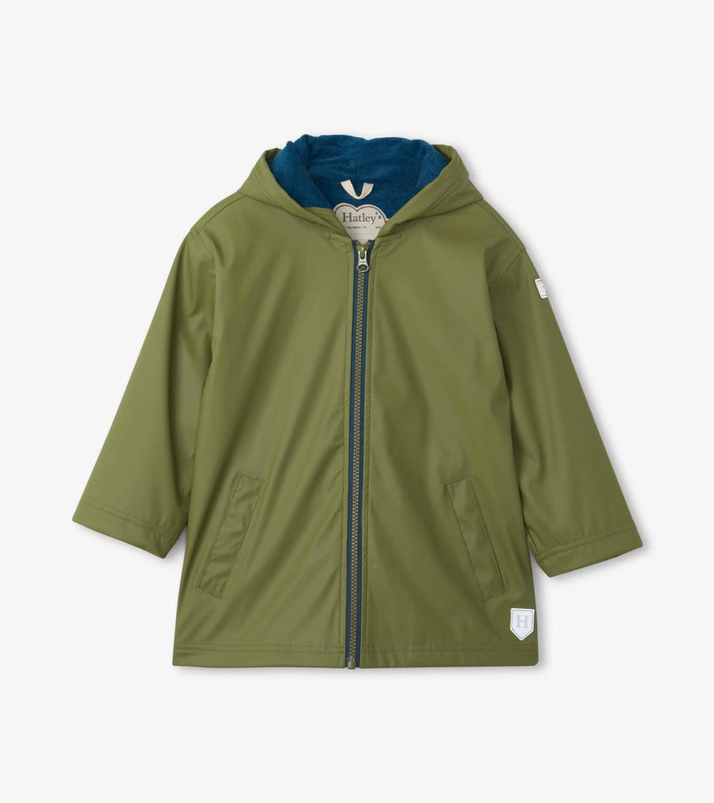 Hatley Rainwear | Girls/Boys Boys Forest Green Zip-Up Rain Jacket