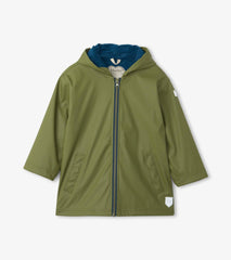 Hatley Rainwear | Girls/Boys Boys Forest Green Zip-Up Rain Jacket