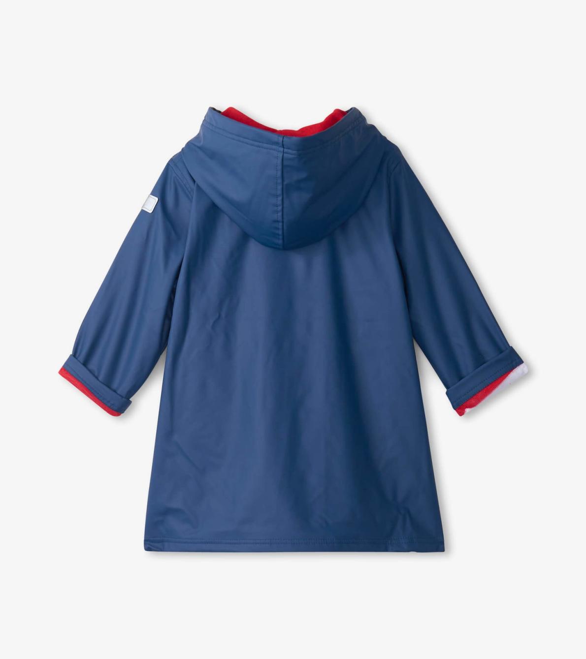 Hatley Rainwear | Girls/Boys Navy &amp; Red Button-Up Rain Jacket