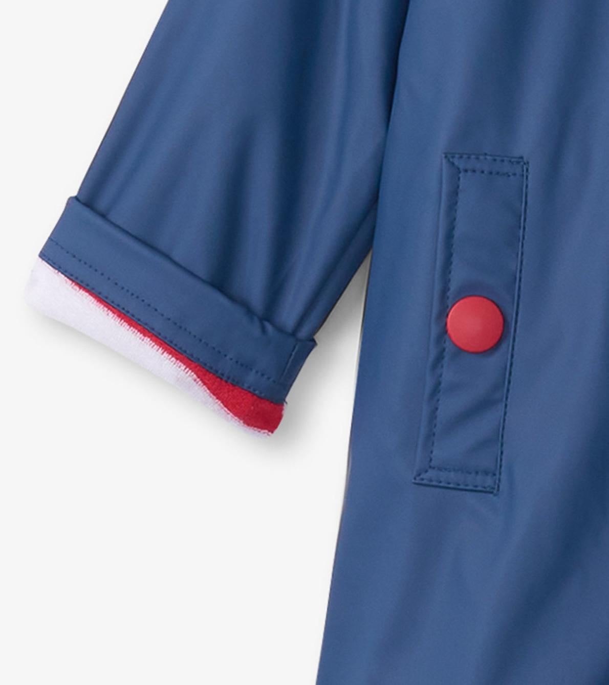 Hatley Rainwear | Girls/Boys Navy &amp; Red Button-Up Rain Jacket