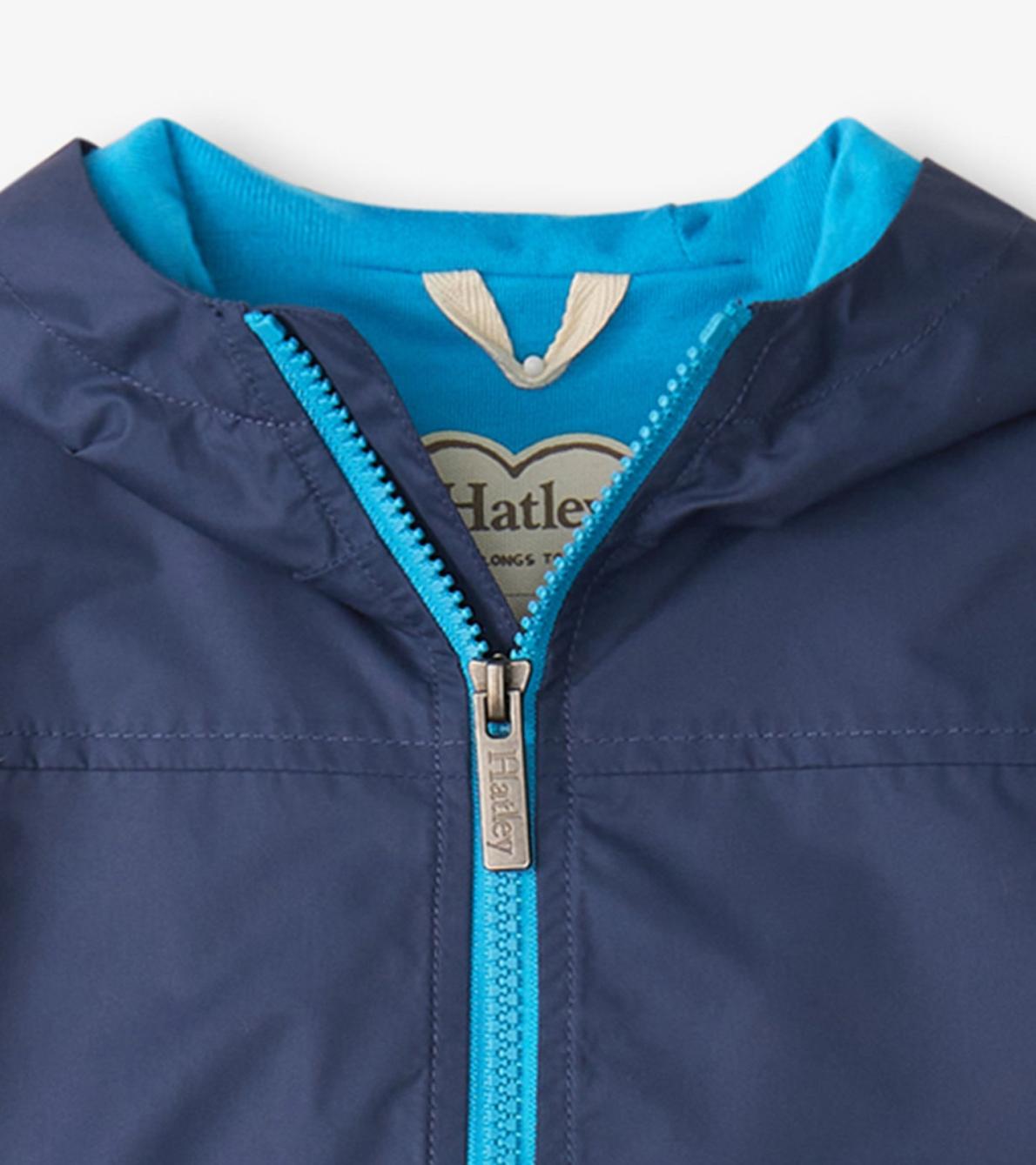 Hatley Rainwear | Girls/Boys Navy Zip-Up Lightweight Rain Jacket
