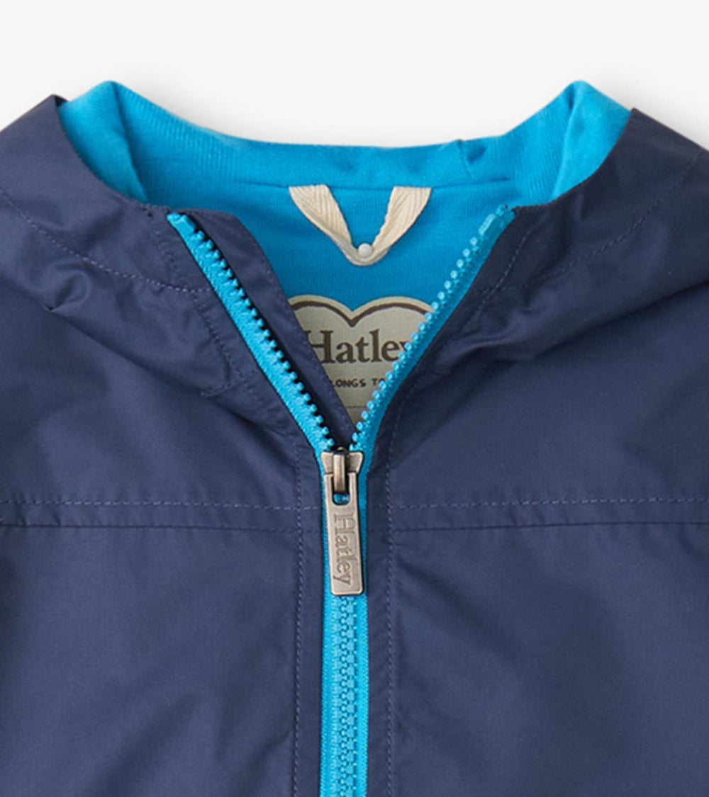 Hatley Rainwear | Girls/Boys Navy Zip-Up Lightweight Rain Jacket