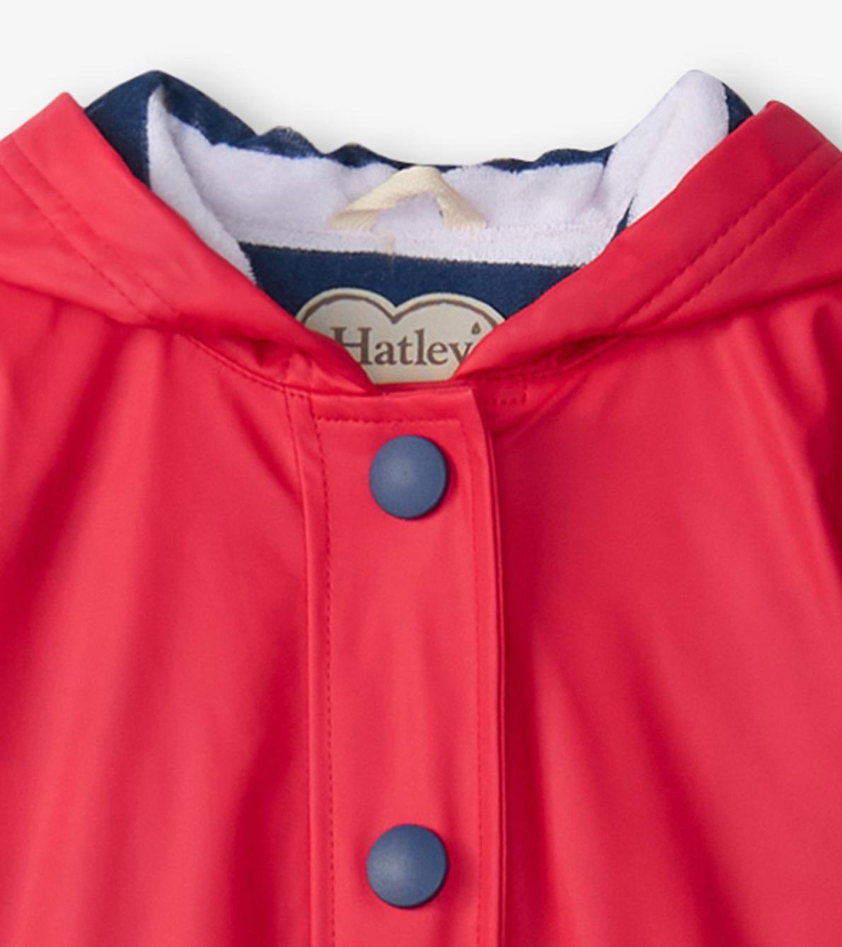 Hatley Rainwear | Girls/Boys Red &amp; Navy Button-Up Rain Jacket