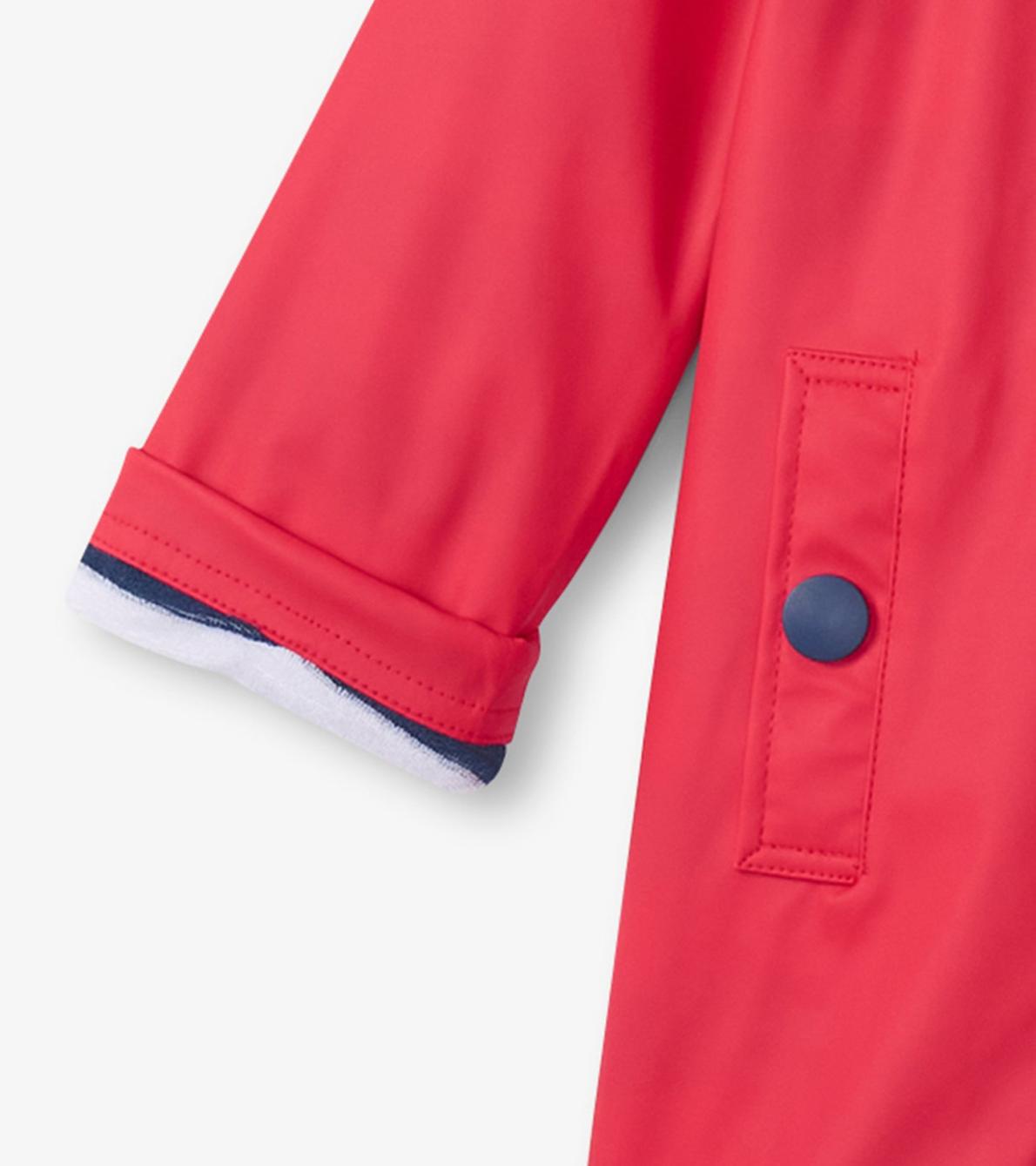 Hatley Rainwear | Girls/Boys Red &amp; Navy Button-Up Rain Jacket