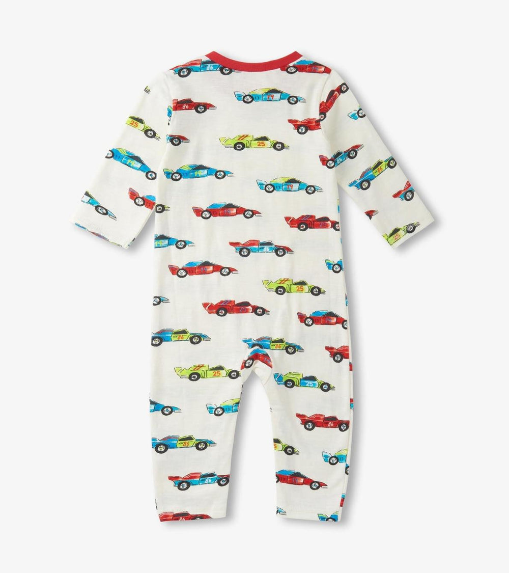Hatley Rompers | Baby &amp; Toddler Baby Boys Water Colour Racecars Long Sleeve Romper