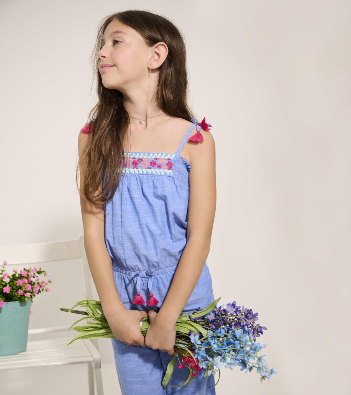 Hatley Rompers | Girls Girls Chambray Smocked Jumpsuit