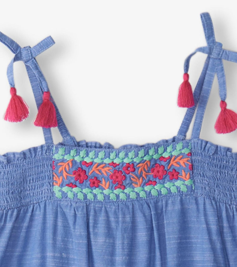 Hatley Rompers | Girls Girls Chambray Smocked Jumpsuit