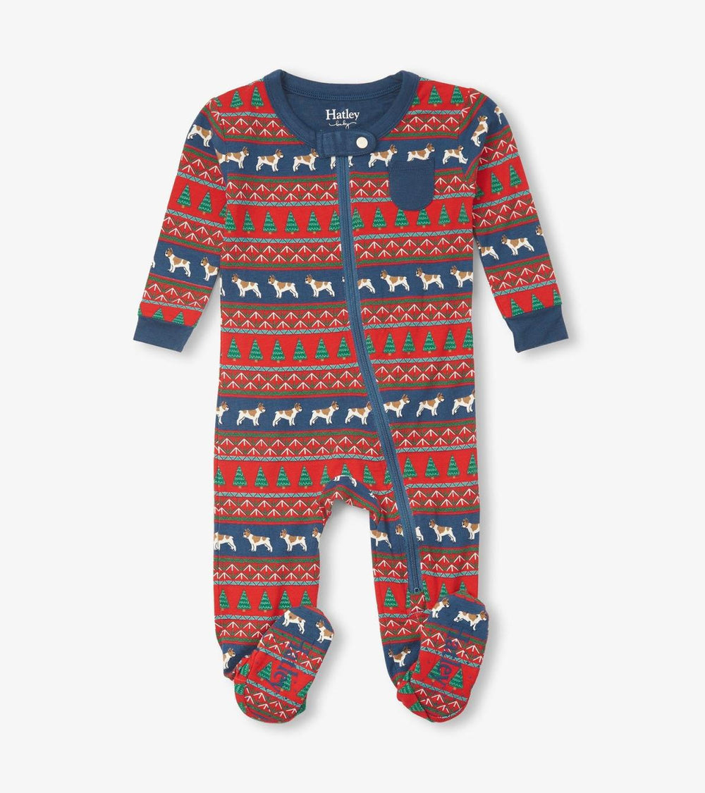 Hatley Sleepwear | Baby &amp; Toddler Baby Bulldog Fair Isle Bamboo Footed Sleeper