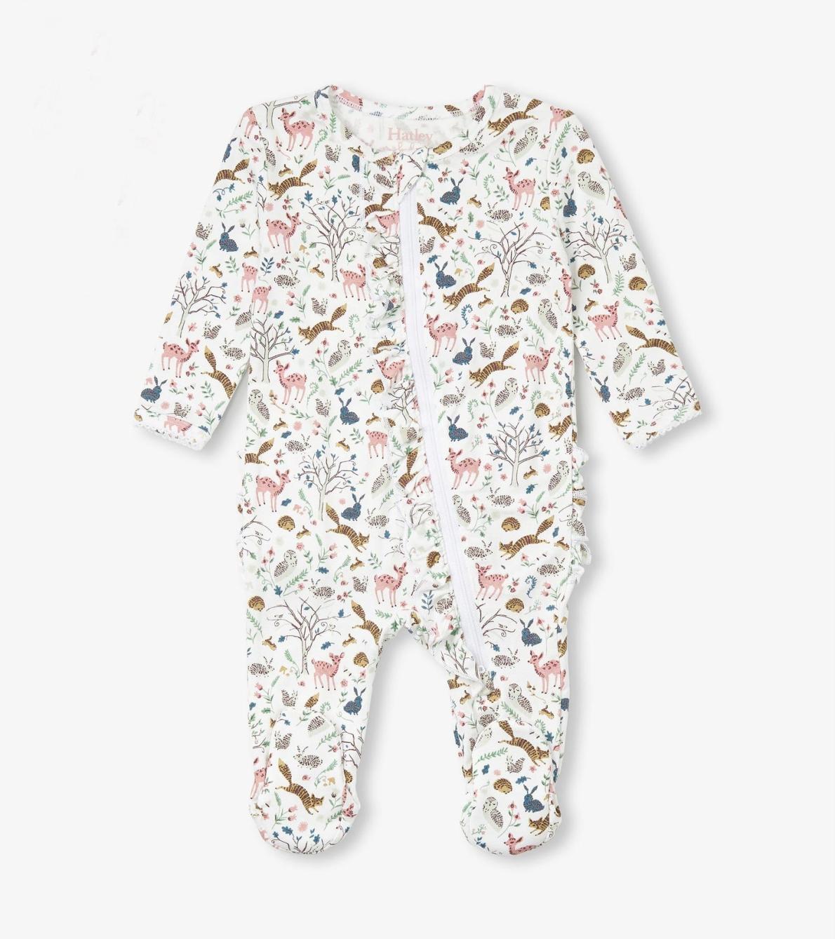 Hatley Sleepwear | Baby &amp; Toddler Baby Girls Happy Forest Ruffle Bum Bamboo Sleeper