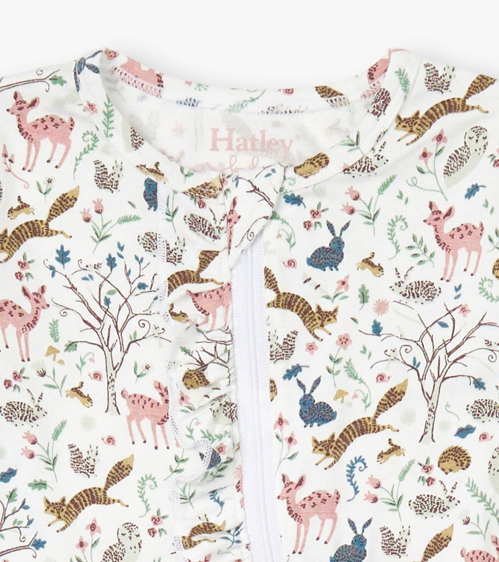 Hatley Sleepwear | Baby &amp; Toddler Baby Girls Happy Forest Ruffle Bum Bamboo Sleeper