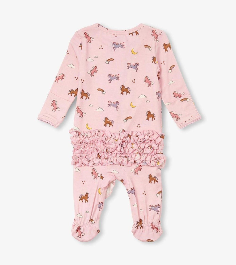 Hatley Sleepwear | Baby &amp; Toddler Baby Girls Whimsical Ponies Ruffle Bum Bamboo Sleeper